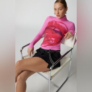 Urban Outfitters Pink Graphic Long Sleeve Tee